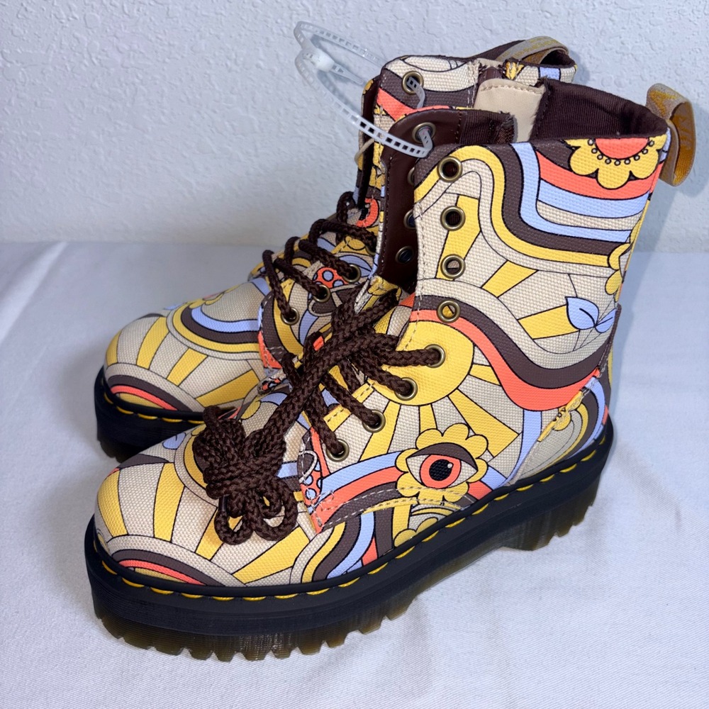 Dr. Martens Sinclair Platform Boots 7 Multicolor Psychedelic Canvas New grunge - Picture 2 of 8